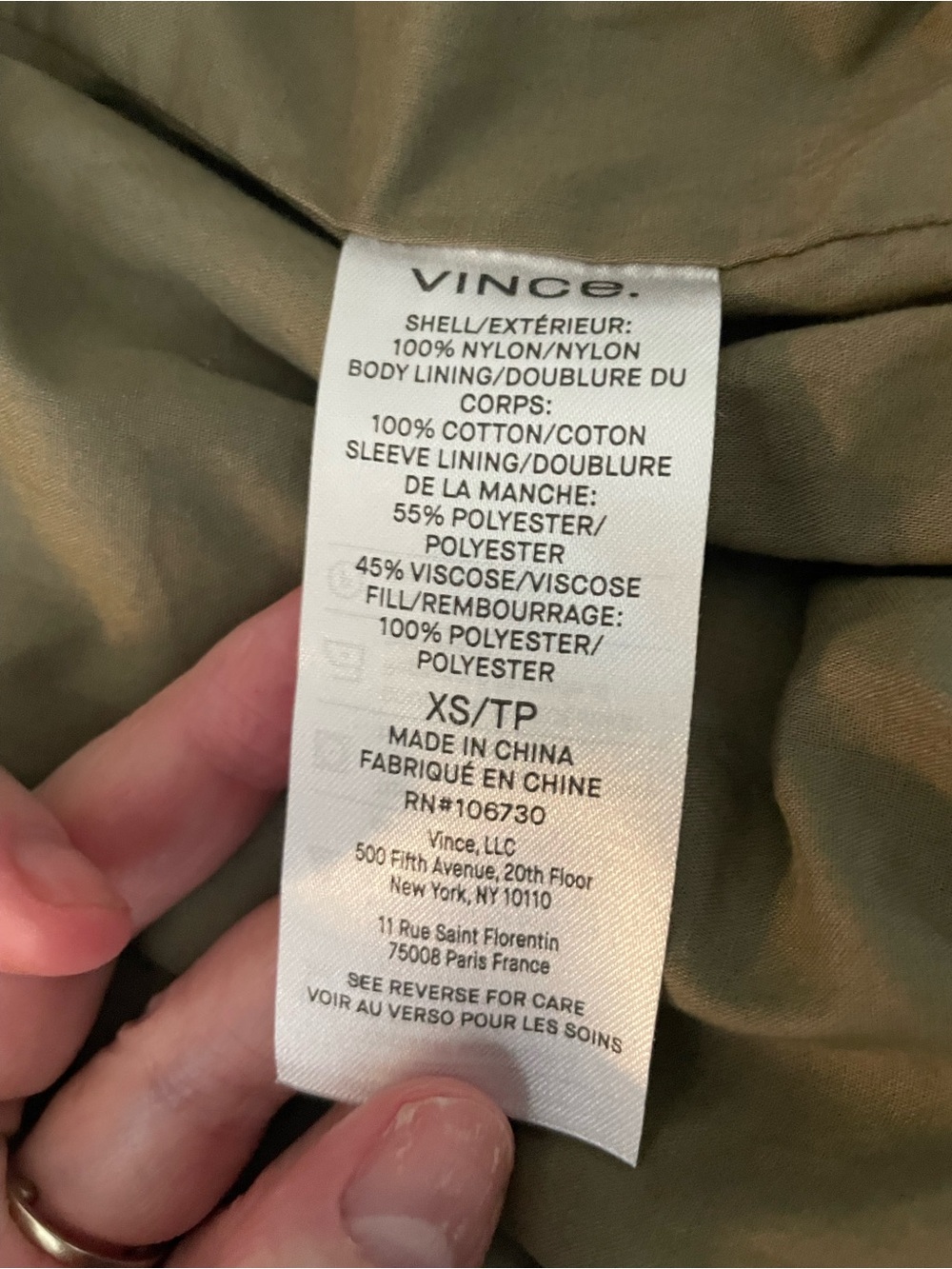 $500 Vince Lightweight Bomber Jacket in light army green size xs - Picture 7 of 12